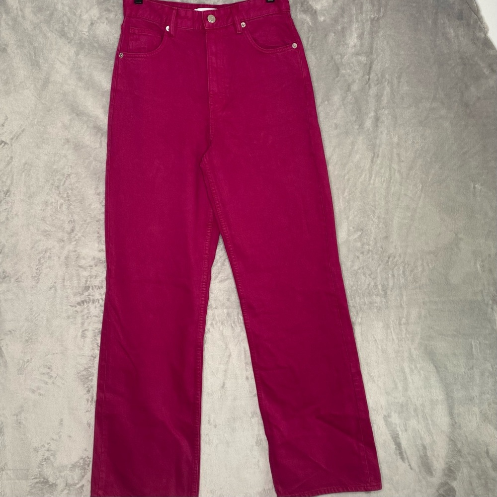 Zara Pink High Rise Straight leg Jeans Sz 6